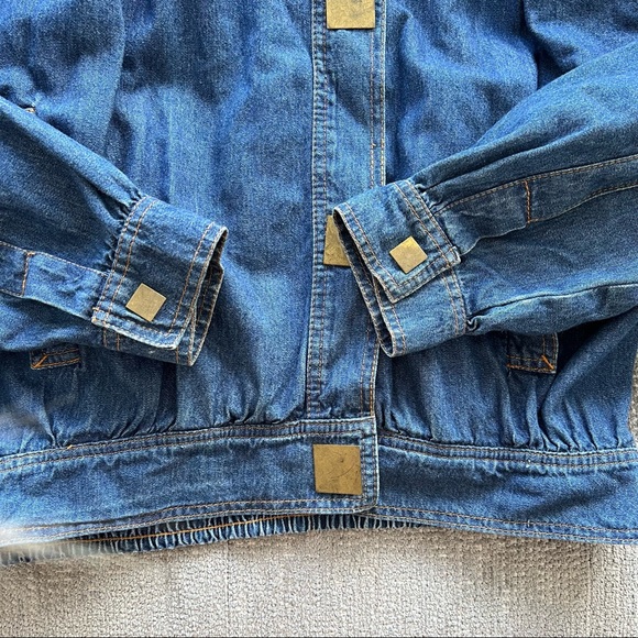 VTG Semplice Sport Denim Blue Jean Bomber Jacket - Picture 5 of 6